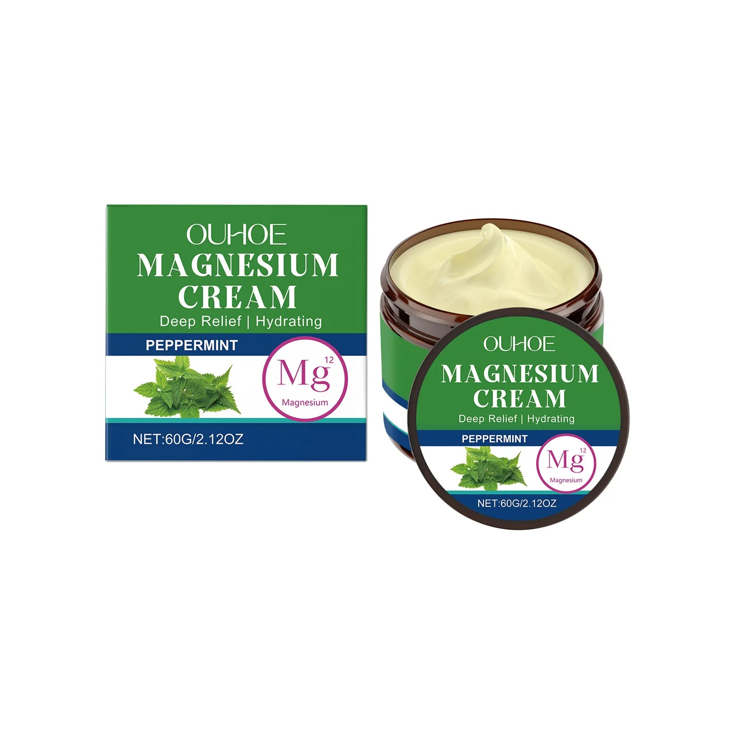 OUHOE 60g Mint Body Soothing Magnesium Cream Relieves Wrist and Knee Discomfort With Mild Ingredients and Stable Sleep Care