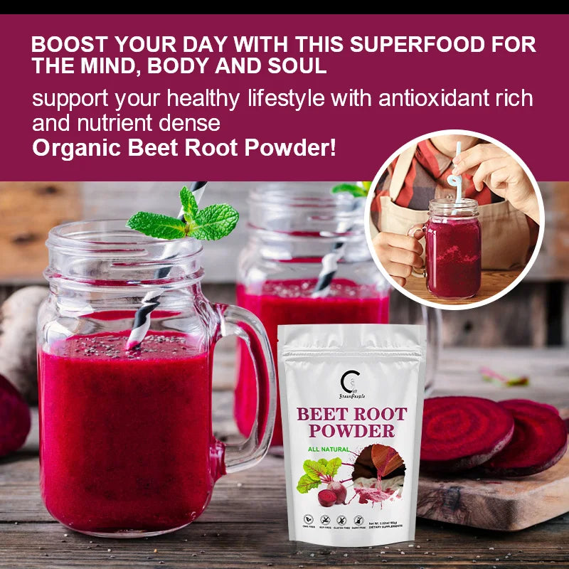 GPGP Greenpeople Organic Beet Root Powder Antioxidants Blood Pressure Support Natural Nitric Oxide Improve Stamina and Ability