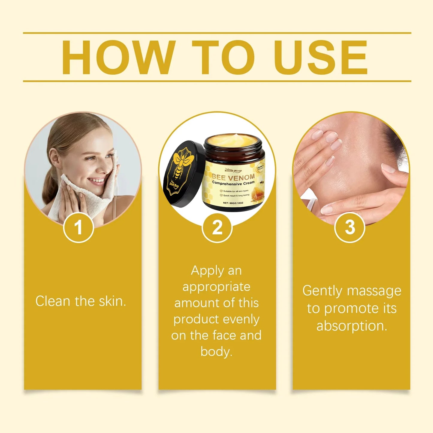 South Moon Bee Venom Skin Moisturizer Nourish Dryness Anti Cellulite Keep Brighten Improve Sagging Reduce Dull Body Care Creams