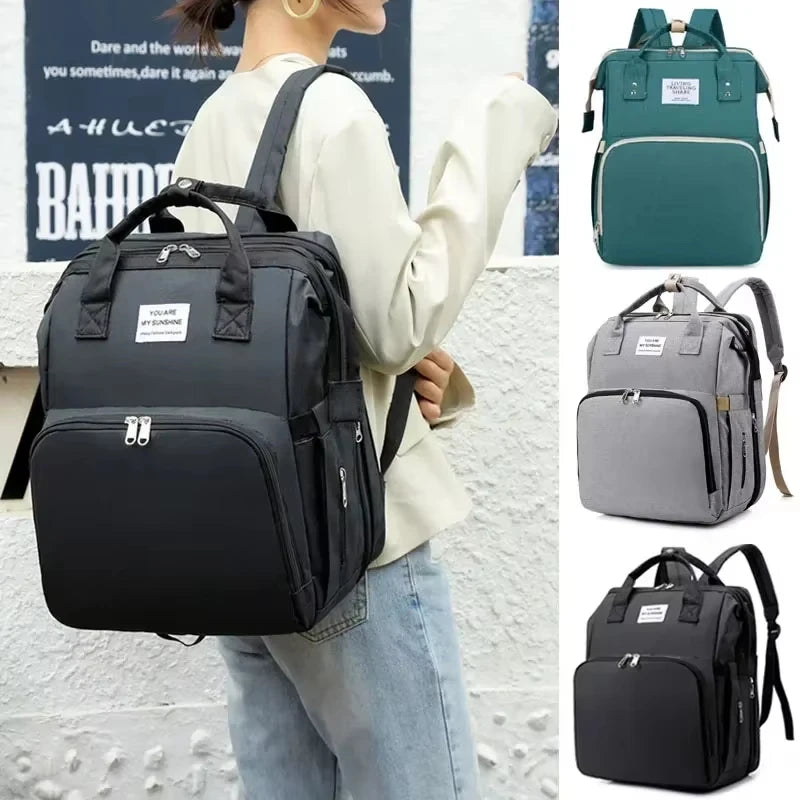 Mom Diaper Bag Crib Mom Large Capacity Diaper Bottle Backpack with Straps Changing Pad Convenient Baby Nursing Bag