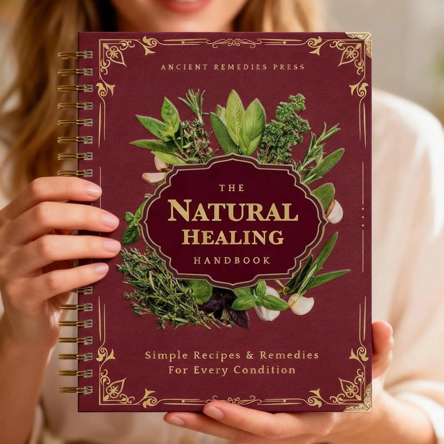 Natural Healing Guide Spiral Bound Herbal Book with Step-by-Step Recipes for Heart Health Blood Pressure and Focus Enhancement
