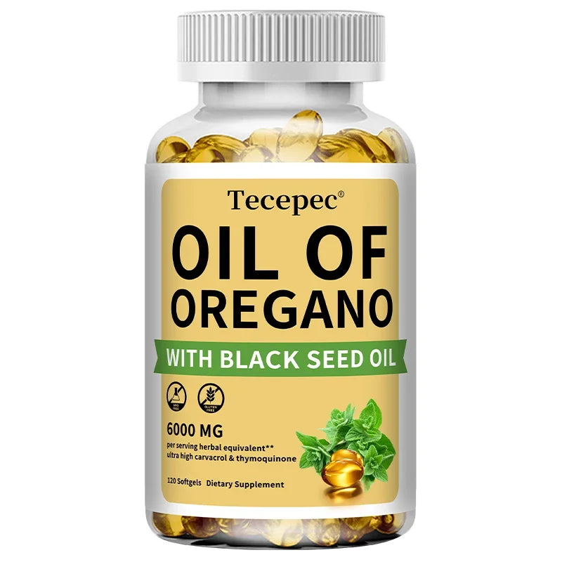 Oil of Oregano with Black Seed Oil, 2 in 1 Oregano Supplement for Immune Health, Digestive Health, Non-GMO