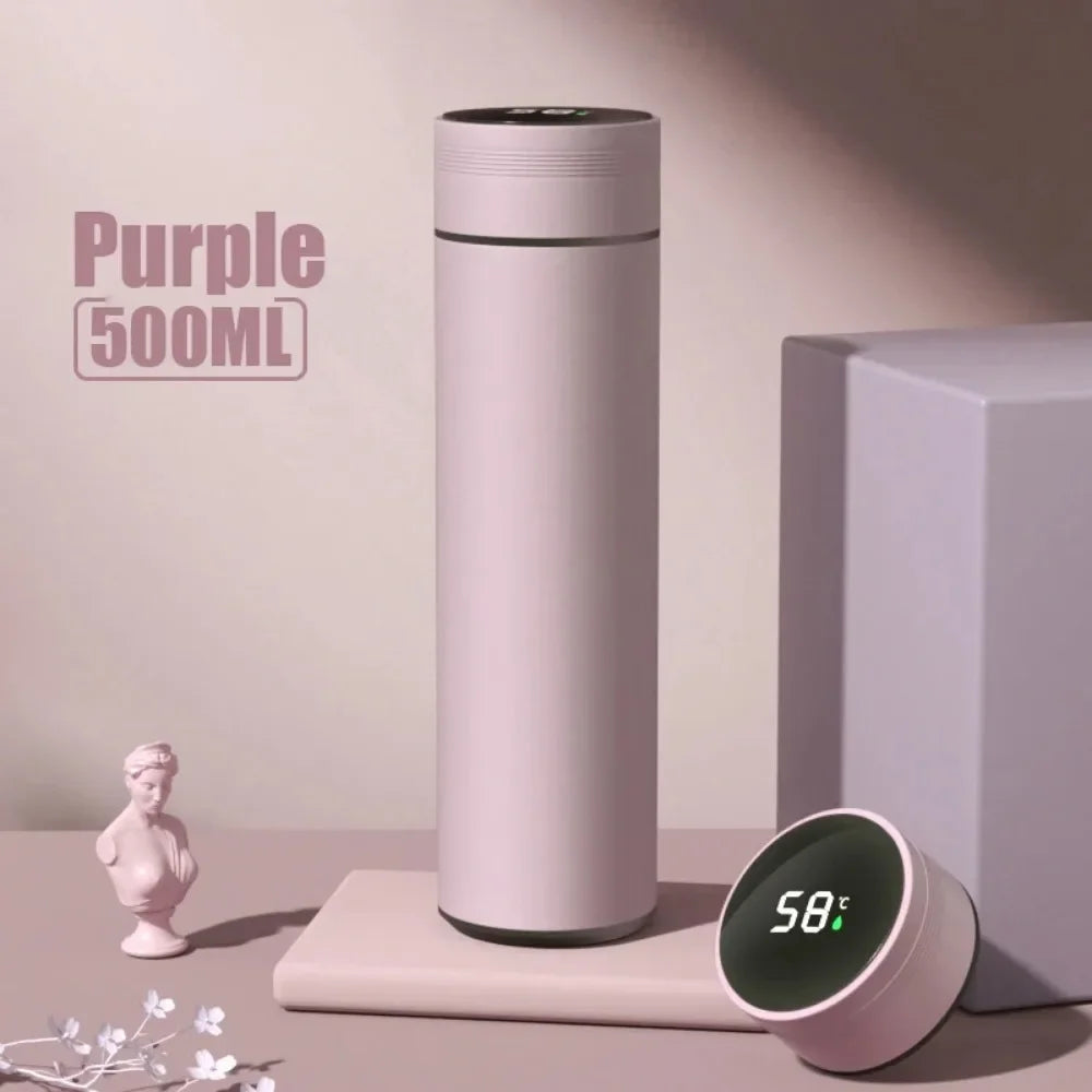 500Ml Thermos Bottle Smart Cup Digital with Temperature Display 304 Stainless Steel Thermos Bottle Long-lasting Heat