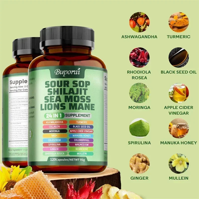 24-In-1 Soursop Supplement - Promote Digestion and Cell Health, Supports Skin, Joint and Bone Health, Strengthens Immunity