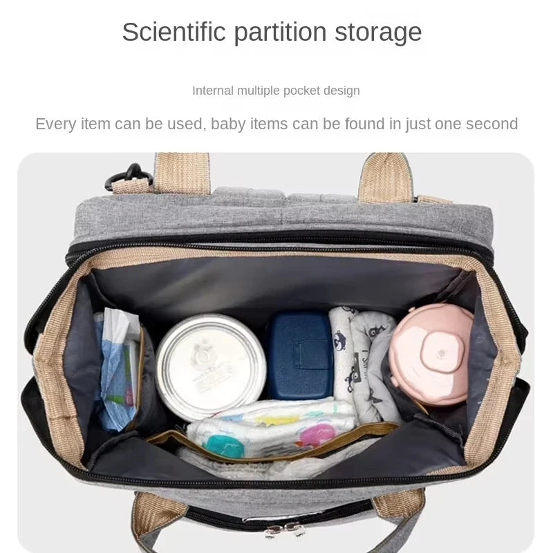Mom Diaper Bag Crib Mom Large Capacity Diaper Bottle Backpack with Straps Changing Pad Convenient Baby Nursing Bag