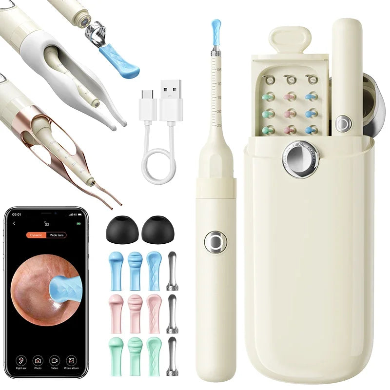 Ear Wax Removal Tool Camera Waterproof Ear Cleaner with Camera Visual Ear Pick Tweezers Wax Remover Ear Cleaning Kit for Family
