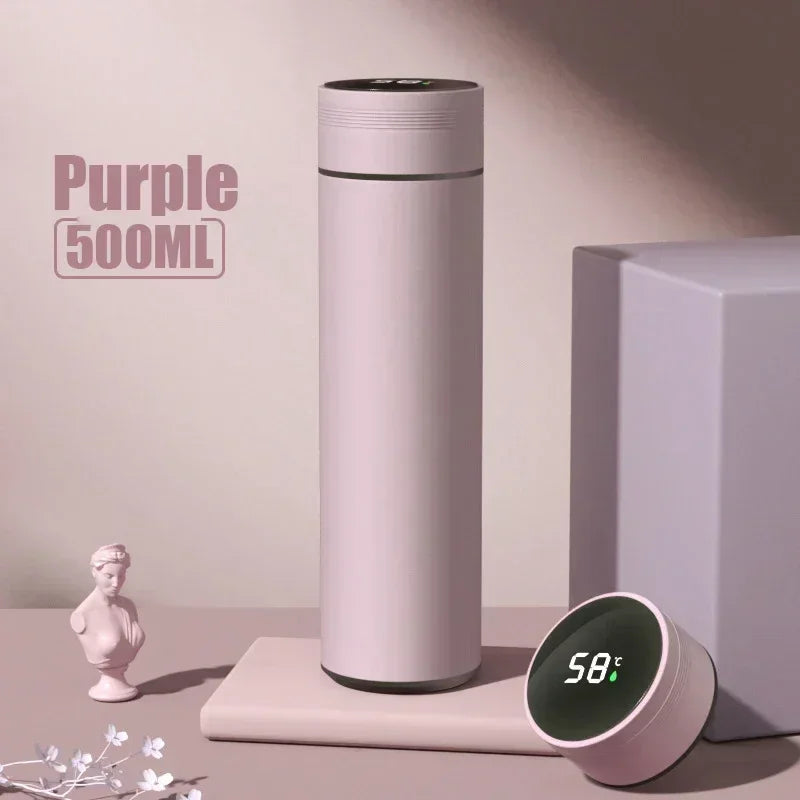 New Temperature Display Thermos Cup Stainless Steel Vacuum Insulated Cup Divided Thermos Bottle Outdoor Father's Day Gift 500ML