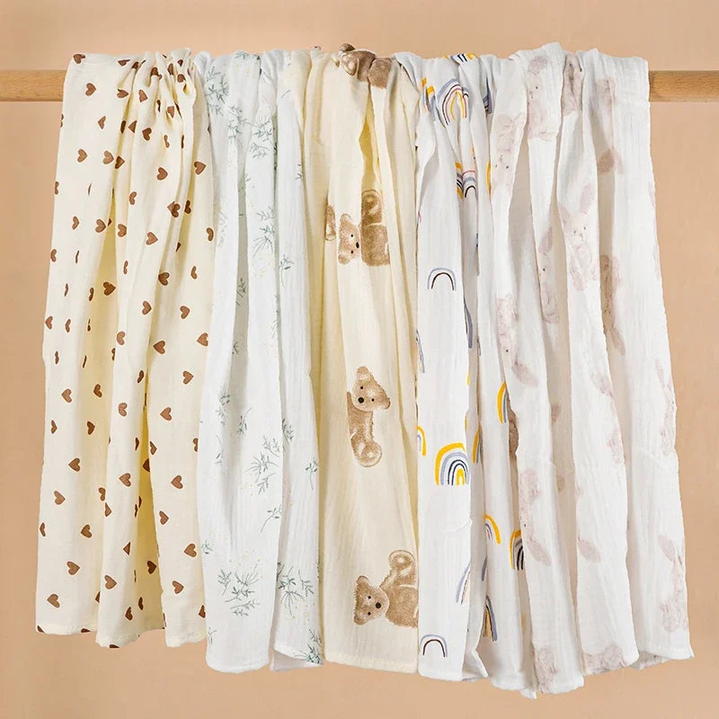 100X100cm Baby Receive Blanket for Newborn Cotton Muslin Swaddle Blanket Bedding Infant Bath Towel Baby Items Mother Kids