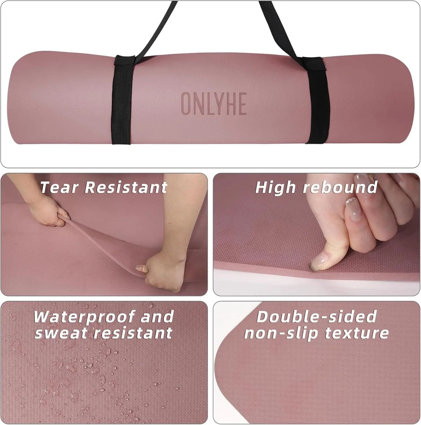 Extra Thick 8mm Yoga Mat, 72x26 inches, TPE Material, Anti-Slip & Lightweight for Fitness, Travel, Gym