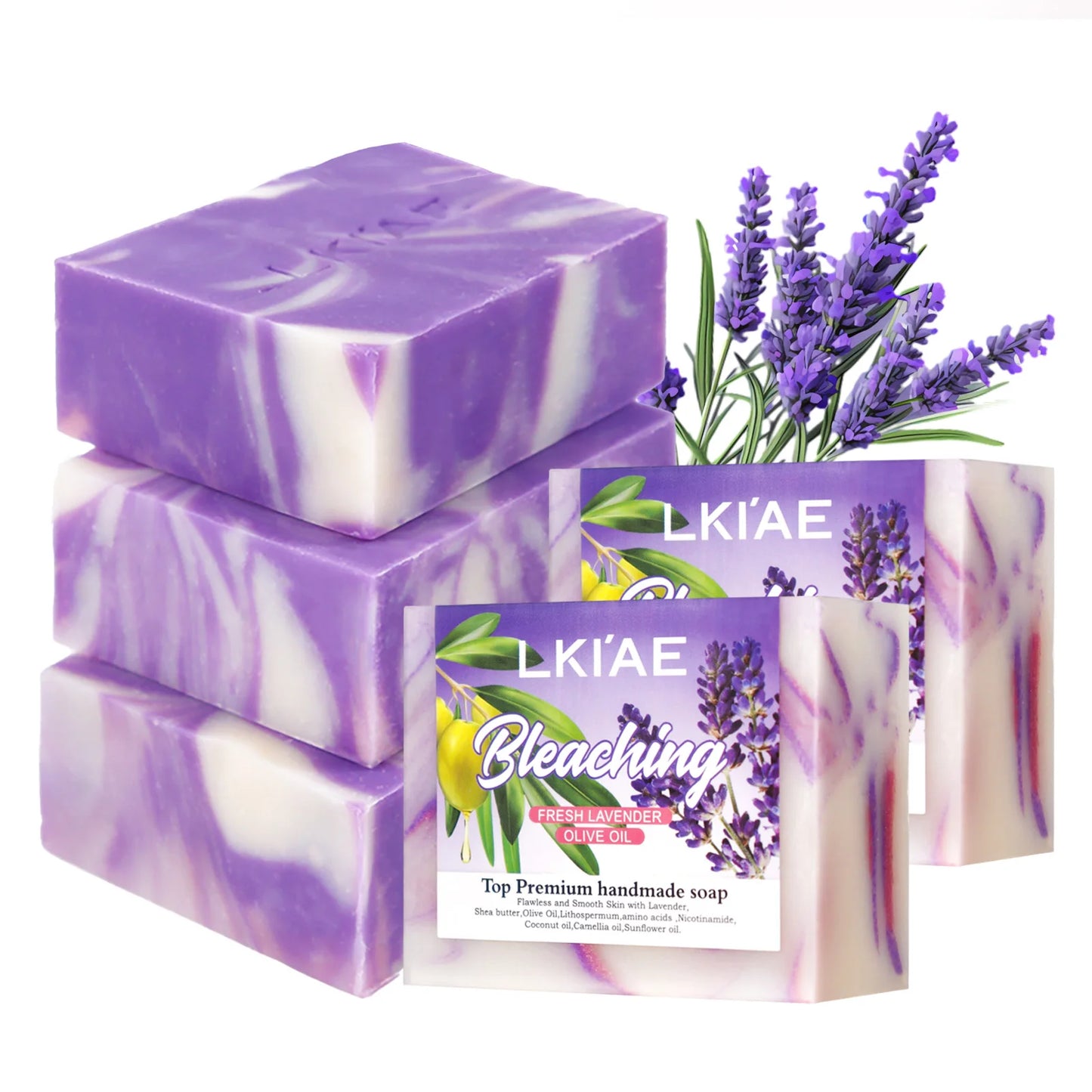 Fresh Lavender Oil Soap Bar, Whitening, Reduce Acne, Smooth Skin, With Niacinamide, Glutathione, For All Skin Types, 150g/5.3 oz