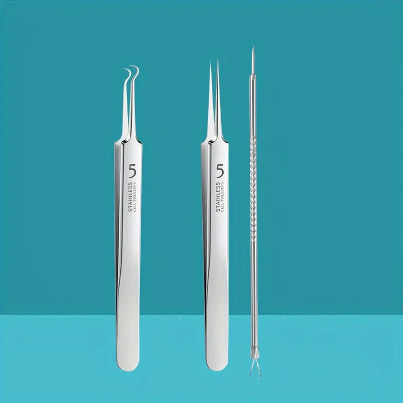 Stainless Steel 4/7/8pcs Acne Removal Tool Set - Blackhead & Pimple Popper Kit for All Skin Types, Fragrance-Free, Beauty Tools