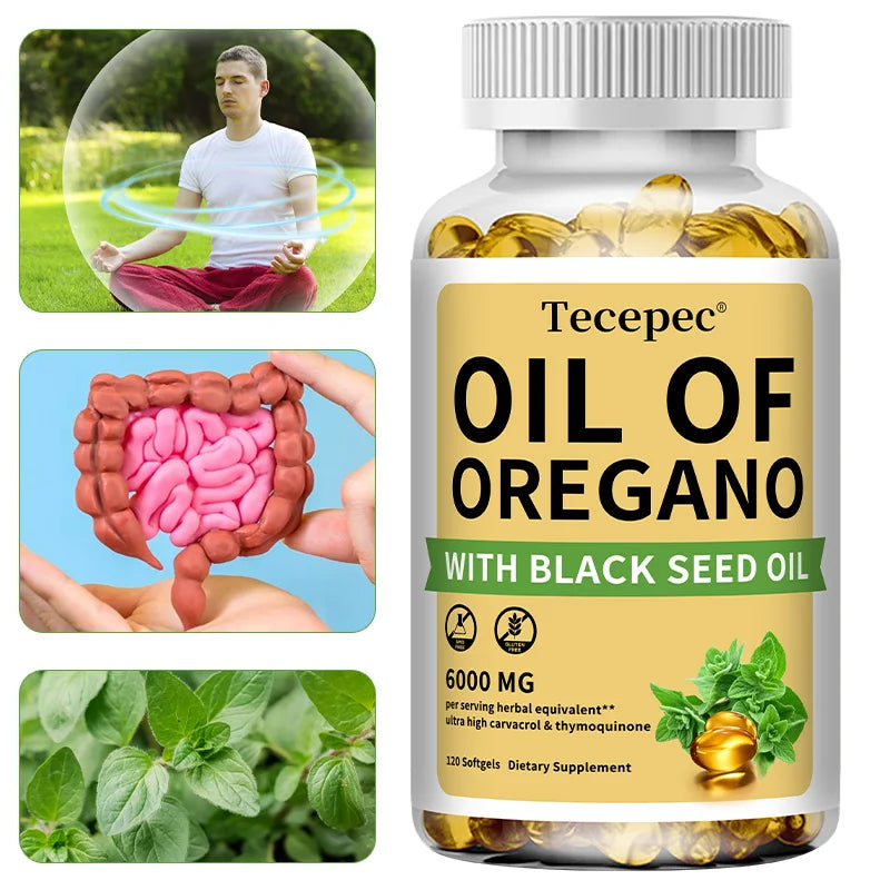 Oil of Oregano with Black Seed Oil, 2 in 1 Oregano Supplement for Immune Health, Digestive Health, Non-GMO