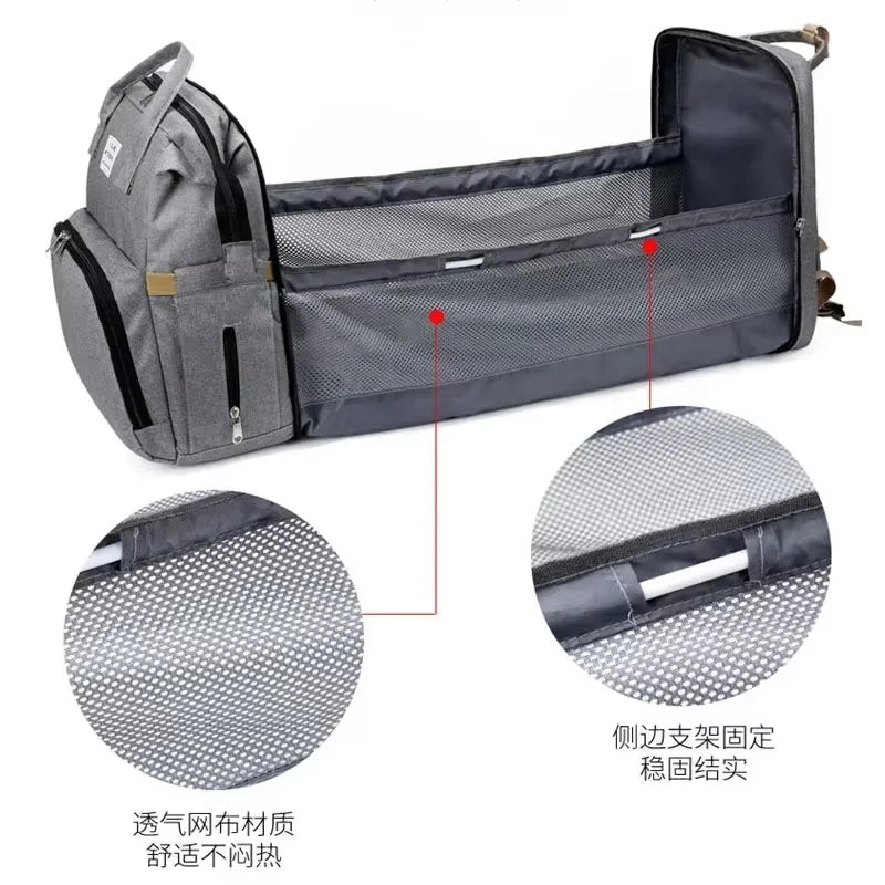 Mom Diaper Bag Crib Mom Large Capacity Diaper Bottle Backpack with Straps Changing Pad Convenient Baby Nursing Bag