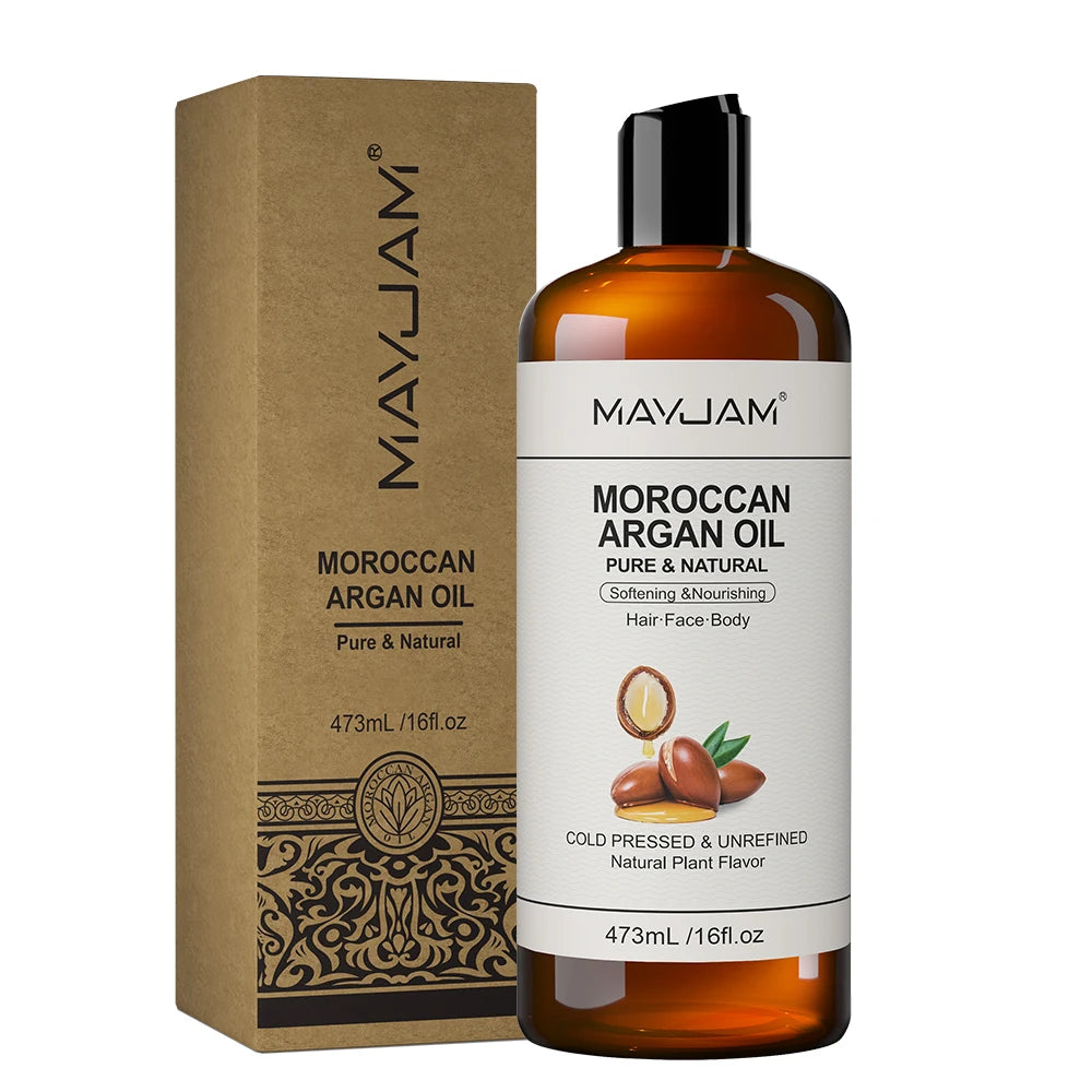 USDA Organic Sunflower Seed for Skin & Hair Cold-Pressed Pure Natural Sweet Almond Moroccan Argan Massage Oil Moisturizing