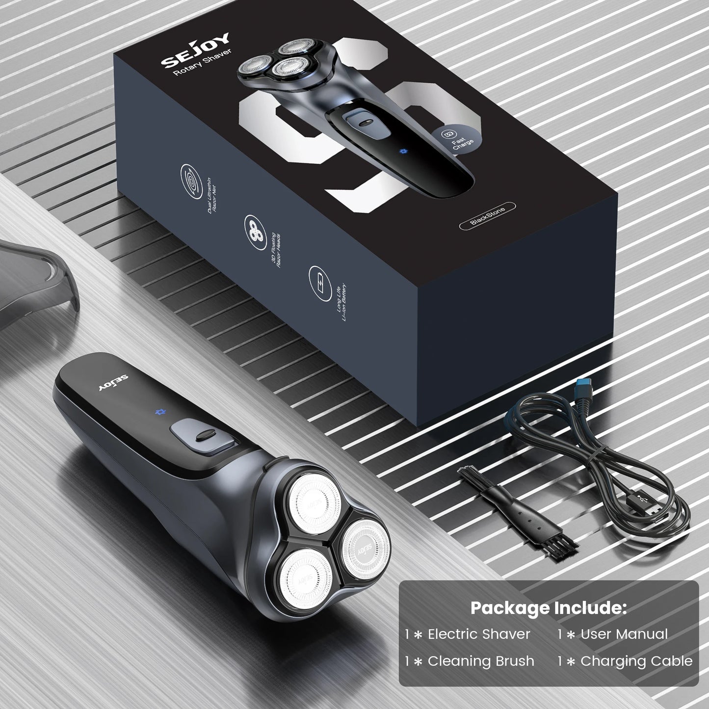 Sejoy BLASTO1 Electric Shaver for Men Rechargeable Electric Razor Triple Floating Head Shaving Machine Beard Trimmer Gift
