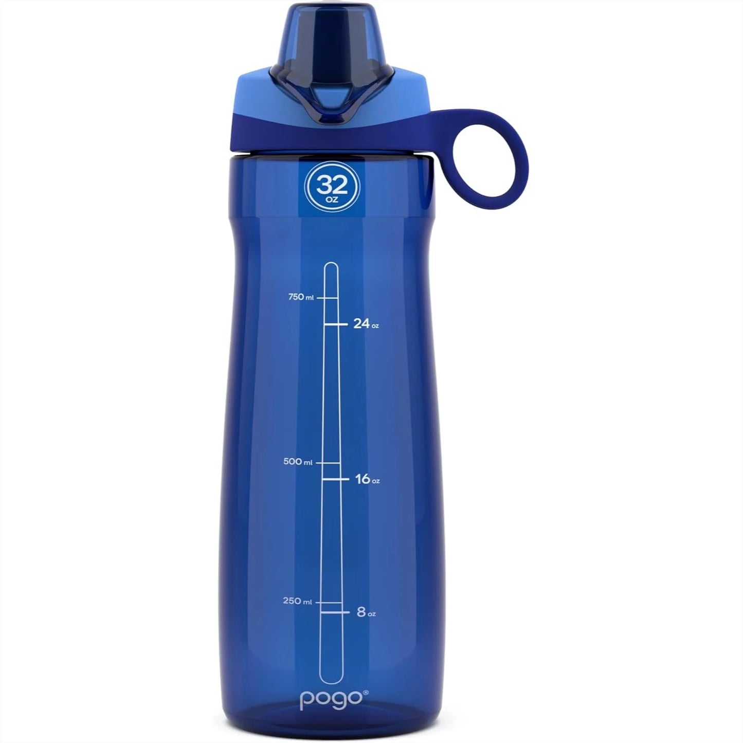 Pogo Plastic Water Bottle with Chug Lid, BPA Free, Dishwasher Safe, 32oz Reusable for Travel Gym