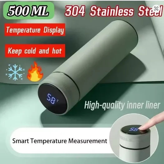 New Temperature Display Thermos Cup Stainless Steel Vacuum Insulated Cup Divided Thermos Bottle Outdoor Father's Day Gift 500ML