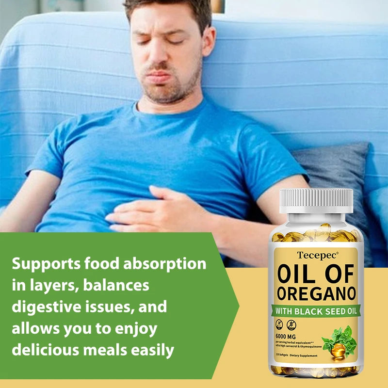 Oil of Oregano with Black Seed Oil, 2 in 1 Oregano Supplement for Immune Health, Digestive Health, Non-GMO