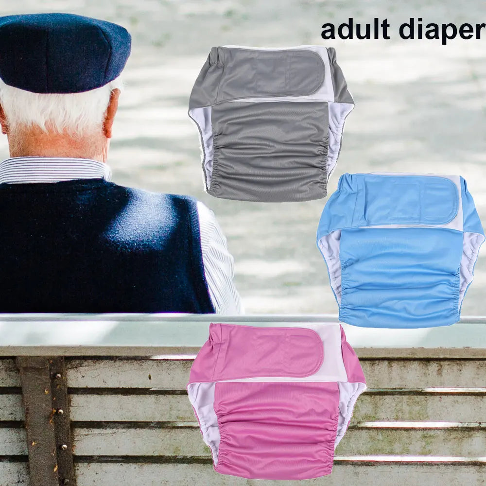 Reusable Adult Diapers, Large Size, Washable Cloth Diaper for Patients, Elderly Men and Women, Incontinence Pants, 1 Pc