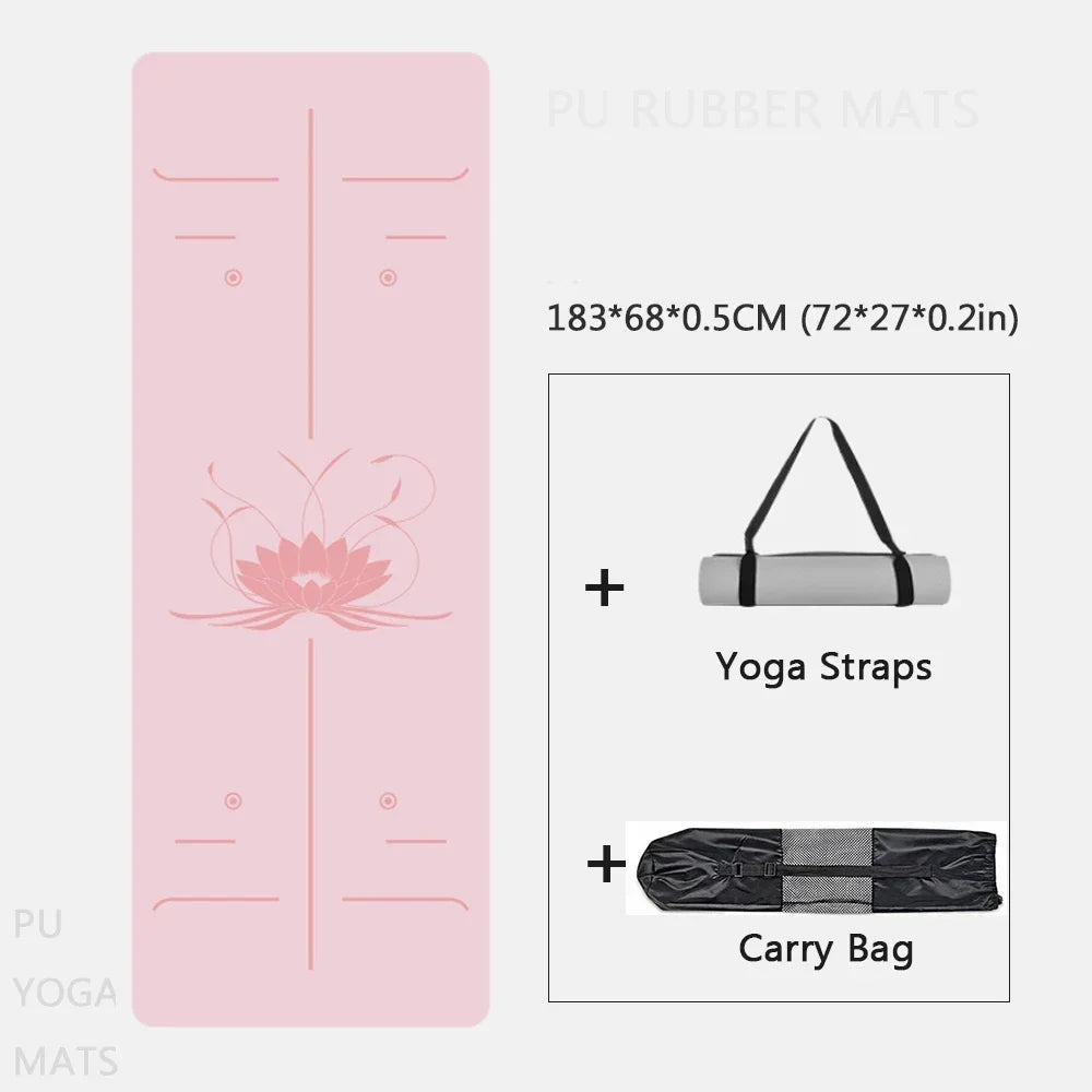 Natural Rubber Yoga Mat Professional Lotus Pattern PU Yoga Mat Environmental Material Sports Pilates Reformer 183cm*68cm*5mm