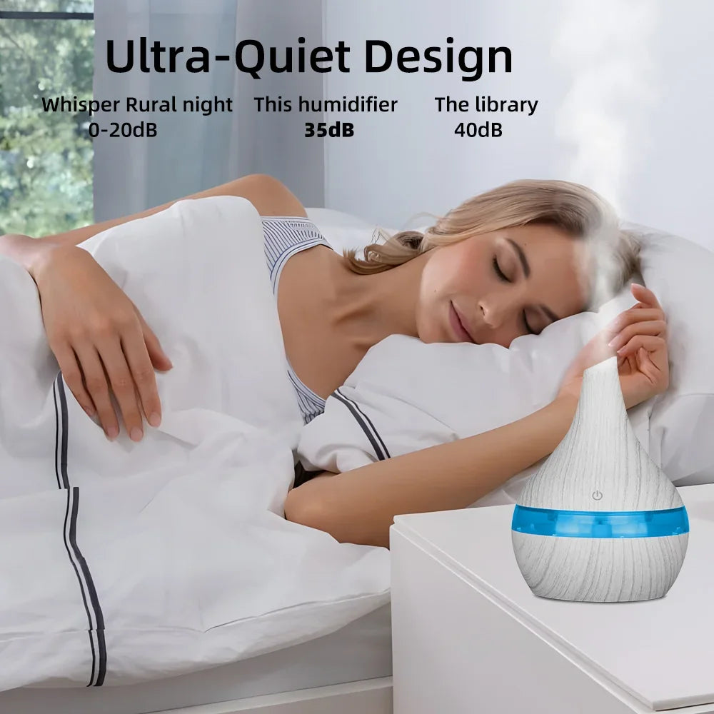 Portable 300ml USB Air Humidifier & Essential Oil Diffuser - Mini Aroma Diffuser for Aromatherapy, Travel, Desk & Small Spaces
