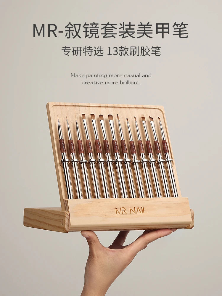 MR NAIL Professional Nail Art Brush Set Large Square Semi-circular Light Therapy Brush Triangular Flower Painting Sweeping Pen