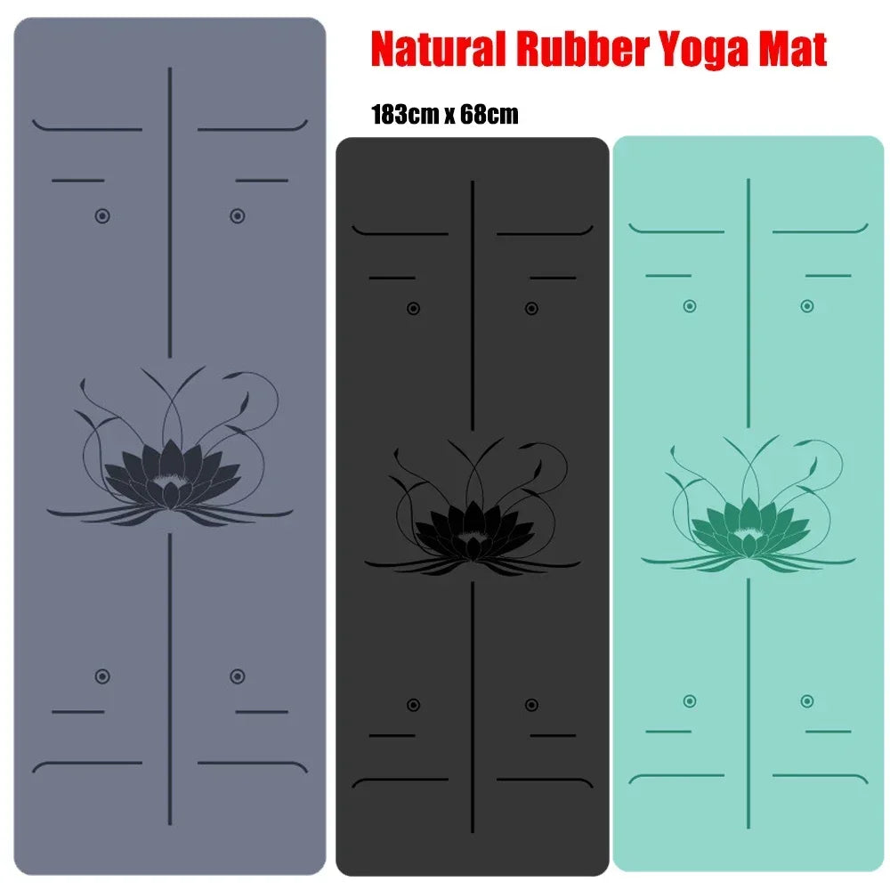 Natural Rubber Yoga Mat Professional Lotus Pattern PU Yoga Mat Environmental Material Sports Pilates Reformer 183cm*68cm*5mm