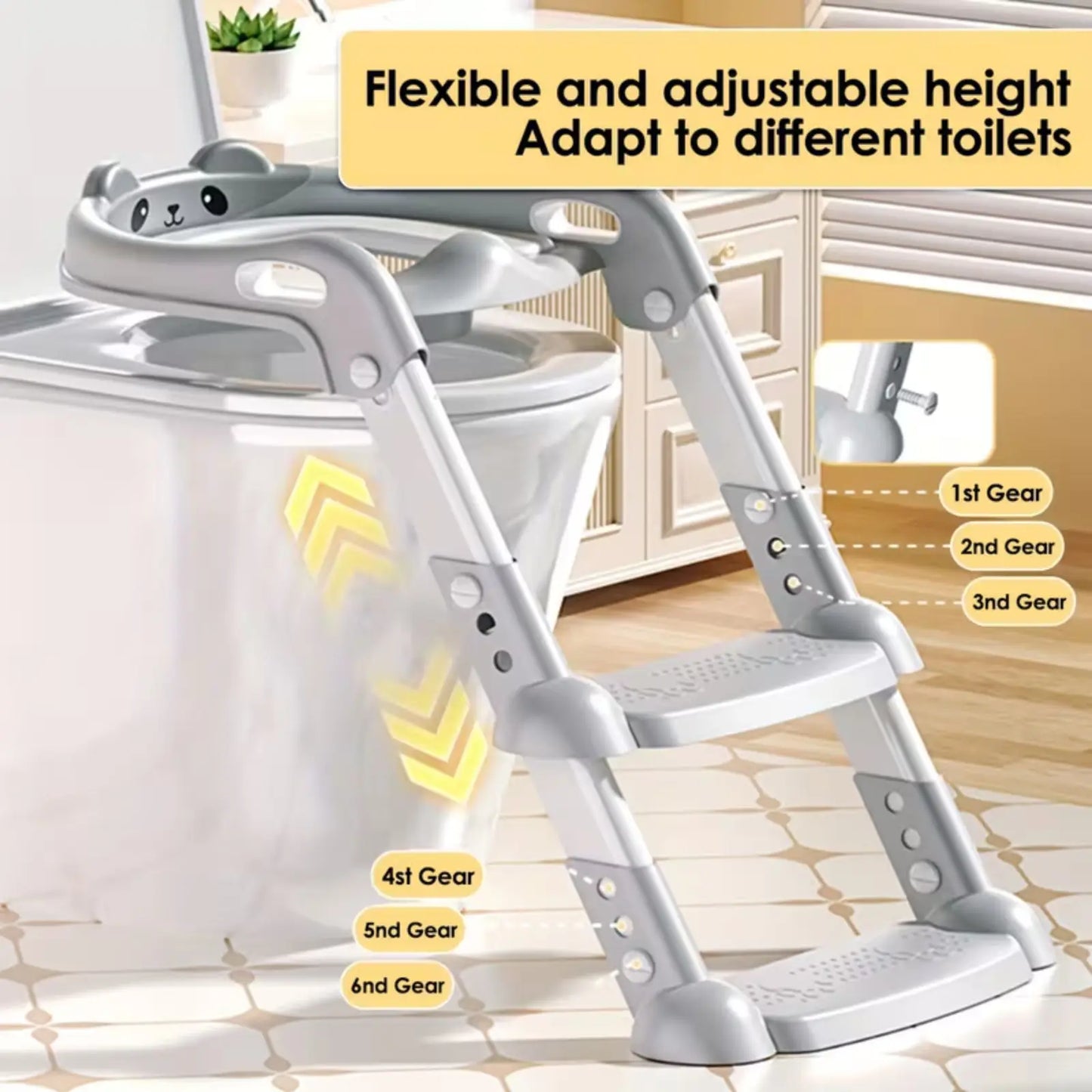 Potty Training Seat for Kids, Adjustable Height Potty Training Seat with Step Stool, Safety Handles Anti-Slip Pad & Splash Guard