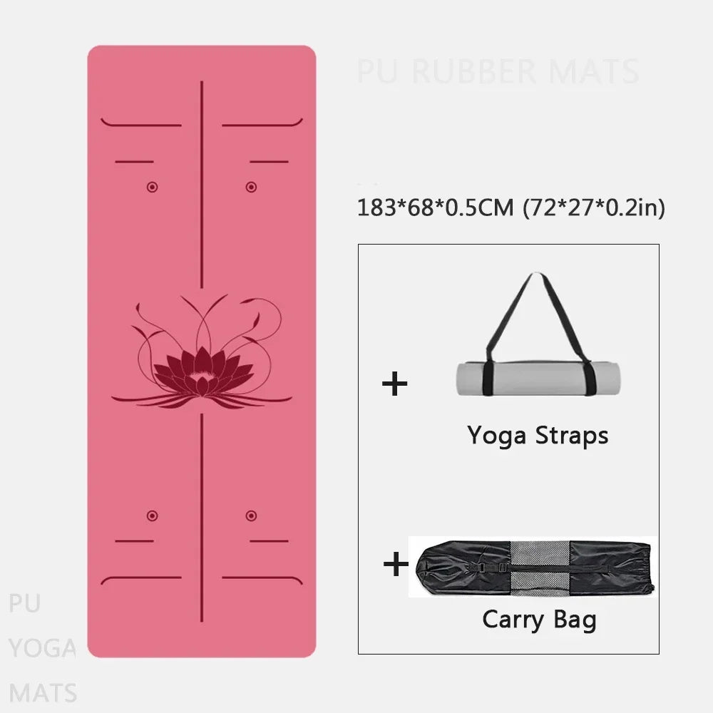 Natural Rubber Yoga Mat Professional Lotus Pattern PU Yoga Mat Environmental Material Sports Pilates Reformer 183cm*68cm*5mm