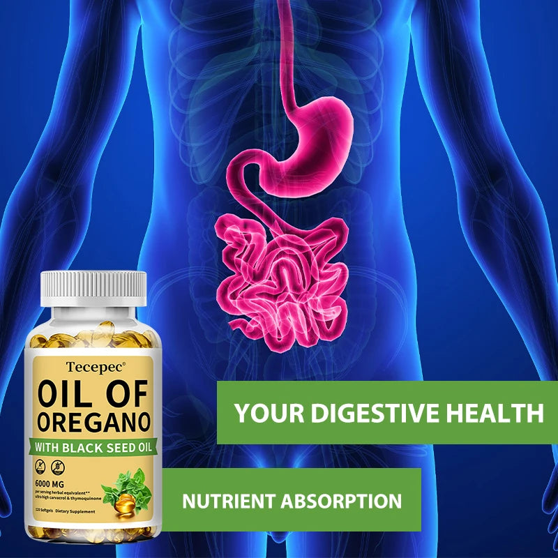 Oil of Oregano with Black Seed Oil, 2 in 1 Oregano Supplement for Immune Health, Digestive Health, Non-GMO