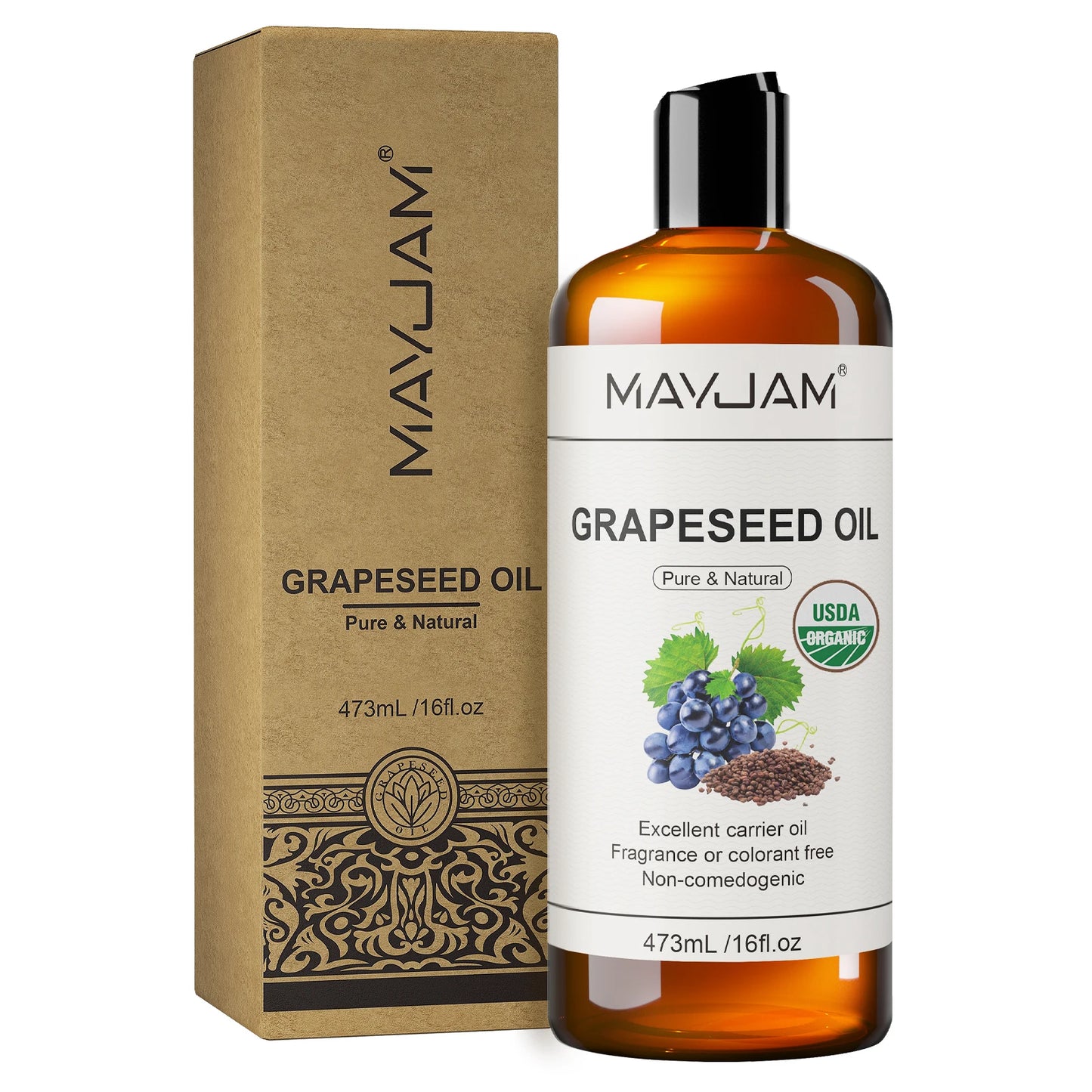 USDA Organic Sunflower Seed for Skin & Hair Cold-Pressed Pure Natural Sweet Almond Moroccan Argan Massage Oil Moisturizing