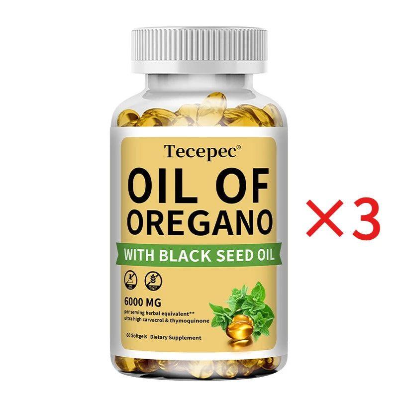 Oil of Oregano with Black Seed Oil, 2 in 1 Oregano Supplement for Immune Health, Digestive Health, Non-GMO