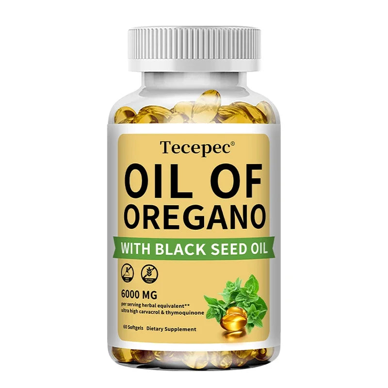 Oil of Oregano with Black Seed Oil, 2 in 1 Oregano Supplement for Immune Health, Digestive Health, Non-GMO