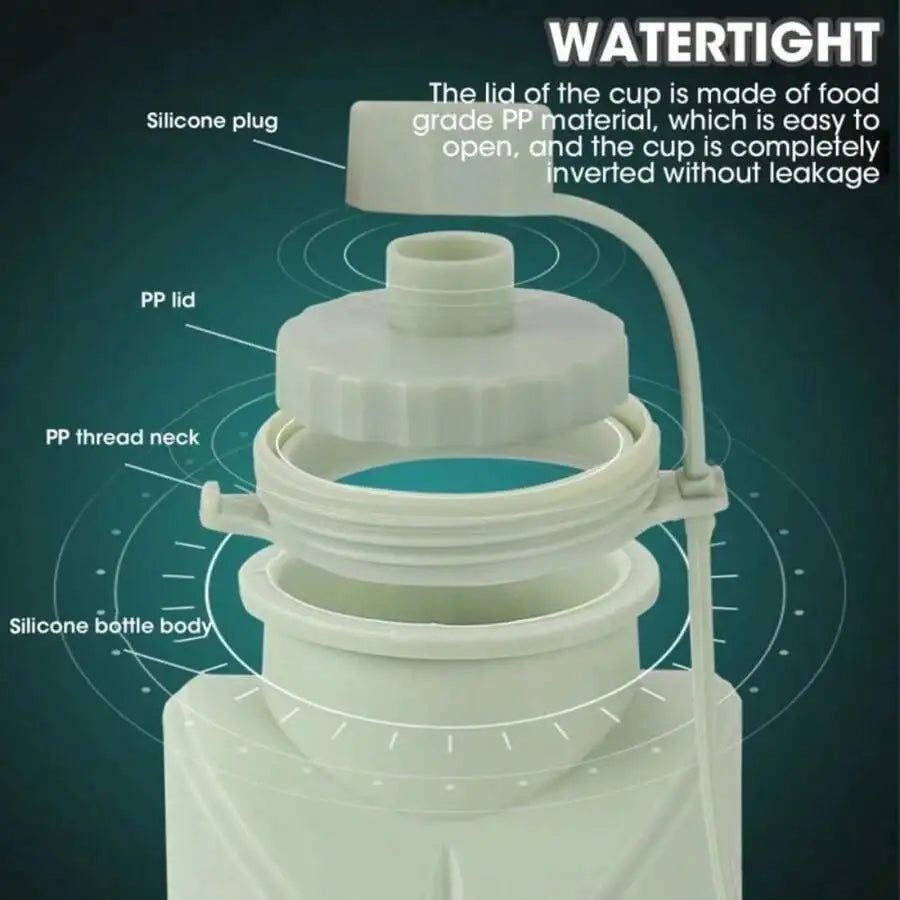 Collapsible Silicone Water Bottle, Portable Foldable Large Capacity Cup For Outdoor Hiking Cycling Travel