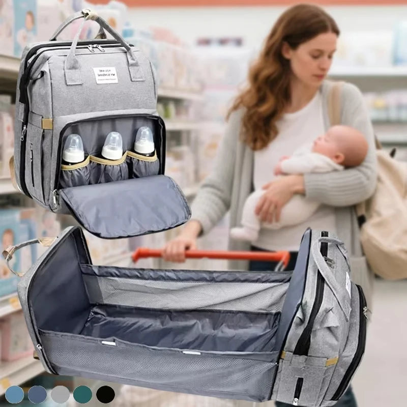 Mom Diaper Bag Crib Mom Large Capacity Diaper Bottle Backpack with Straps Changing Pad Convenient Baby Nursing Bag