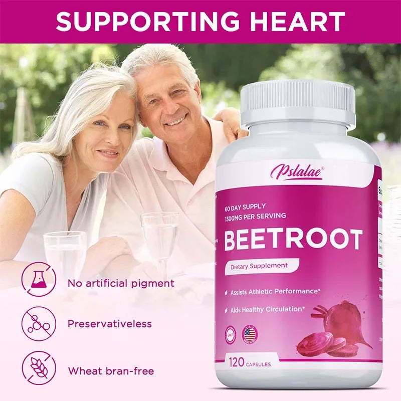 Beet Root Capsules - Promotes Heart Health, Boosts Natural Energy, Improves Endurance, and Maintains Normal Blood Pressure