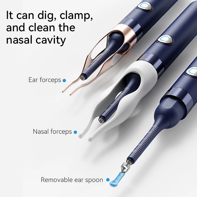 Ear Wax Removal Tool Camera Waterproof Ear Cleaner with Camera Visual Ear Pick Tweezers Wax Remover Ear Cleaning Kit for Family