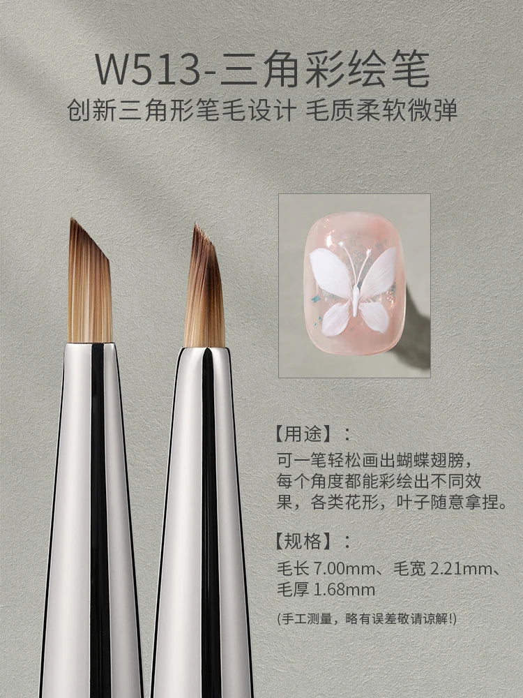 MR NAIL Professional Nail Art Brush Set Large Square Semi-circular Light Therapy Brush Triangular Flower Painting Sweeping Pen