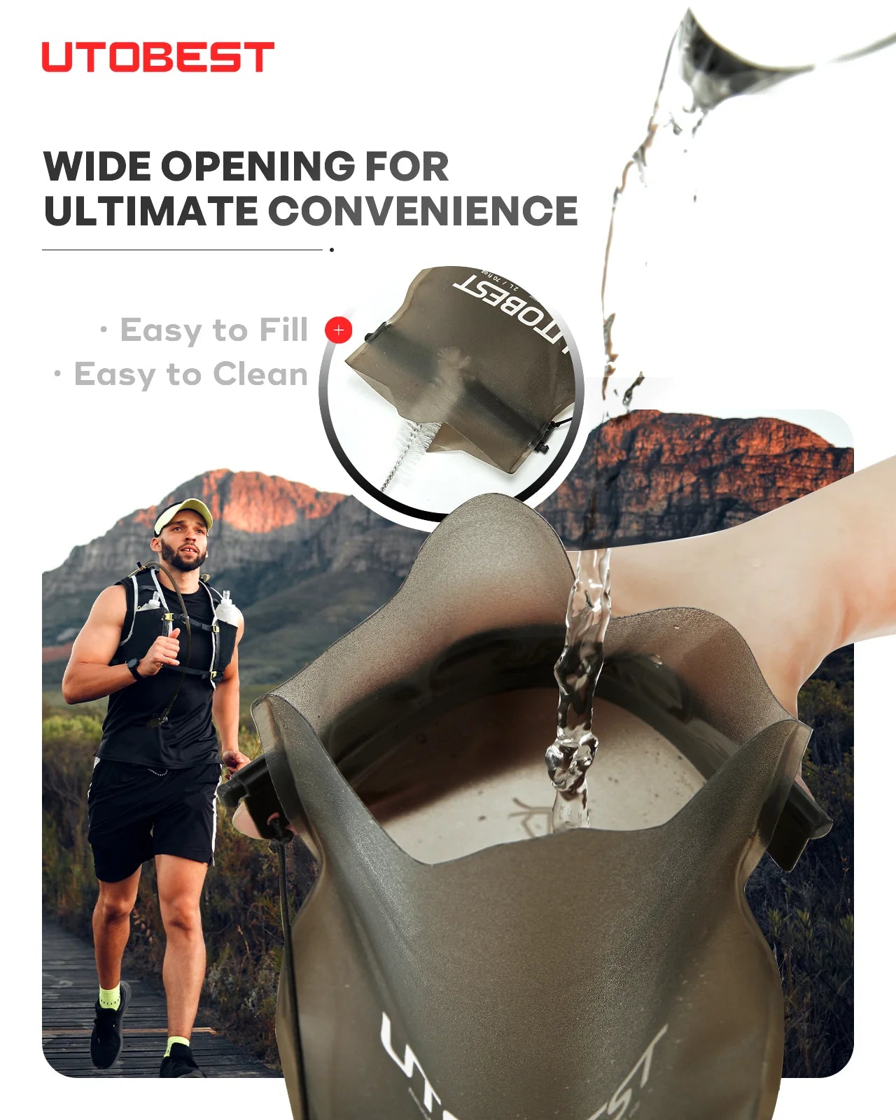 UTOBEST UTR220 Completely Odorless 2L/3L Water Bladder Double Layerad Hydration Reservoir Water Bag for Camping Cycling Hiking