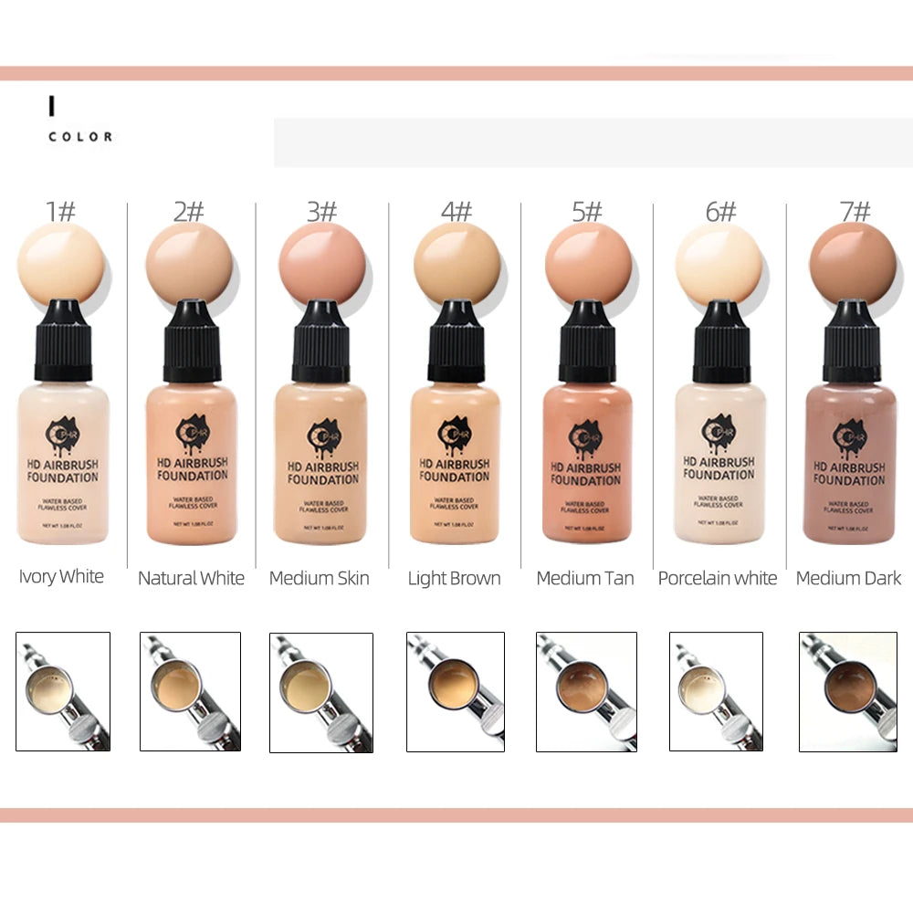 OPHIR Professional Airbrush Foundation 30ml/Bottle  7 Colors for Choose Spray Air Makeup Foundation for Airbrush Kit TA007