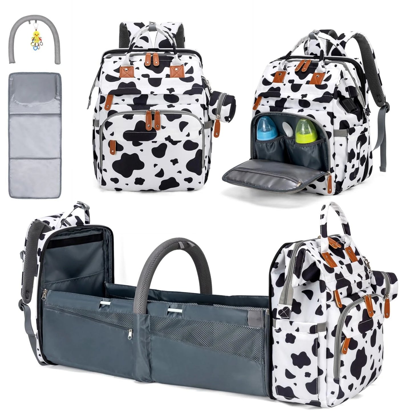 Kabaqoo 55L Multifunctional Bed Diaper Backpacks Baby Girl Boy Nappy Changing Bag Large Capacity Folding Crib Nursing Mommy Bag For Travel