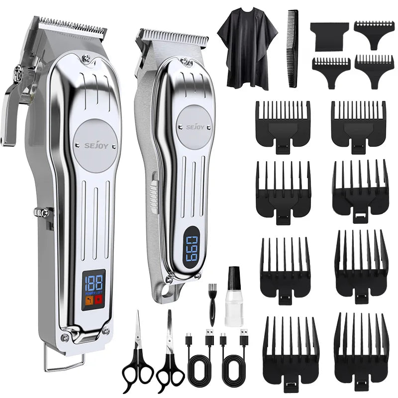 Sejoy Professional Combo Kits Hair Clipper Electric Hair Trimmer Set For Men Rechargeable Cordless Haircut Machine for Barber