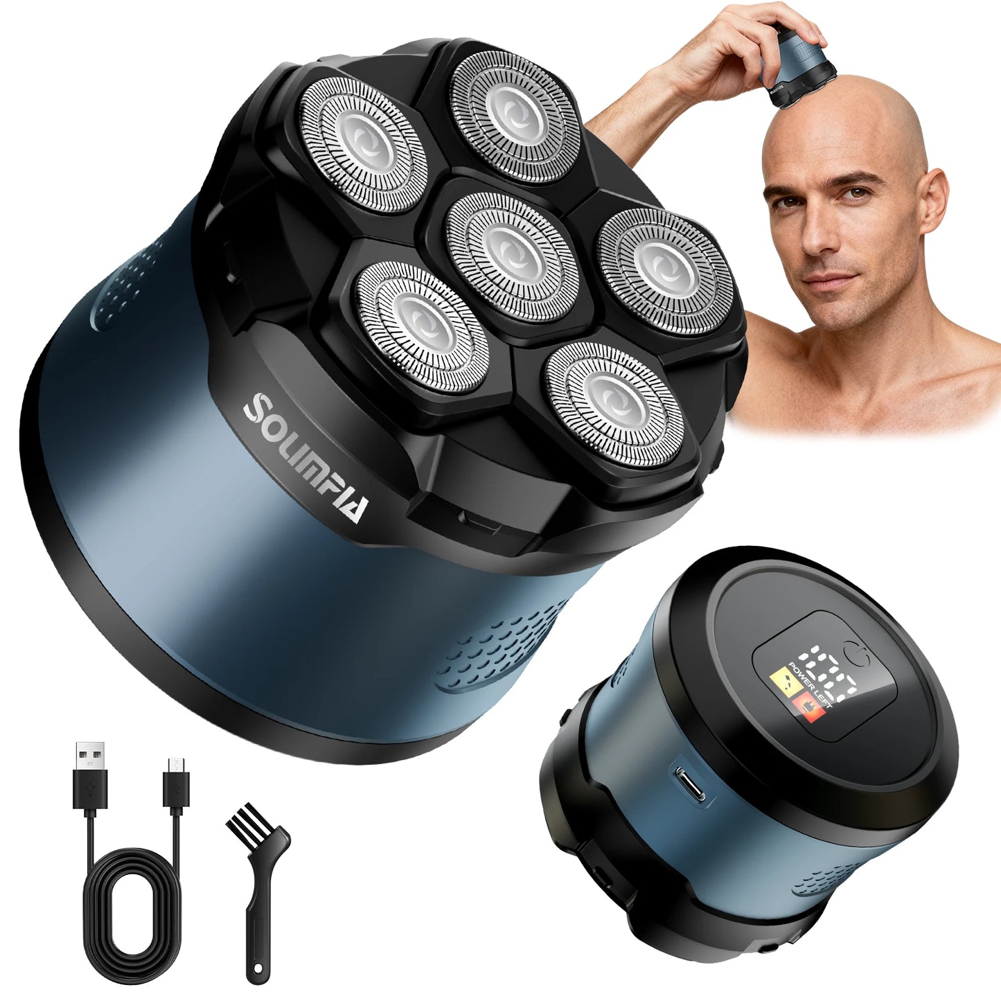 Solimpia Head Shavers for Bald Men - High-Speed 6D Magnetic Electric Razor for Fast Shaving, Hypoallergenic Shaving Razor