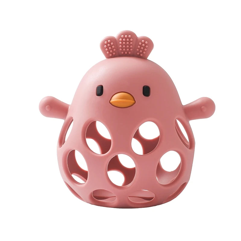 Baby Silicone Teether Is BPA-free Colorful Cartoon Chicken Teething Toy Newborn Dental Care Gum anti-eating Hand Grinding Stick