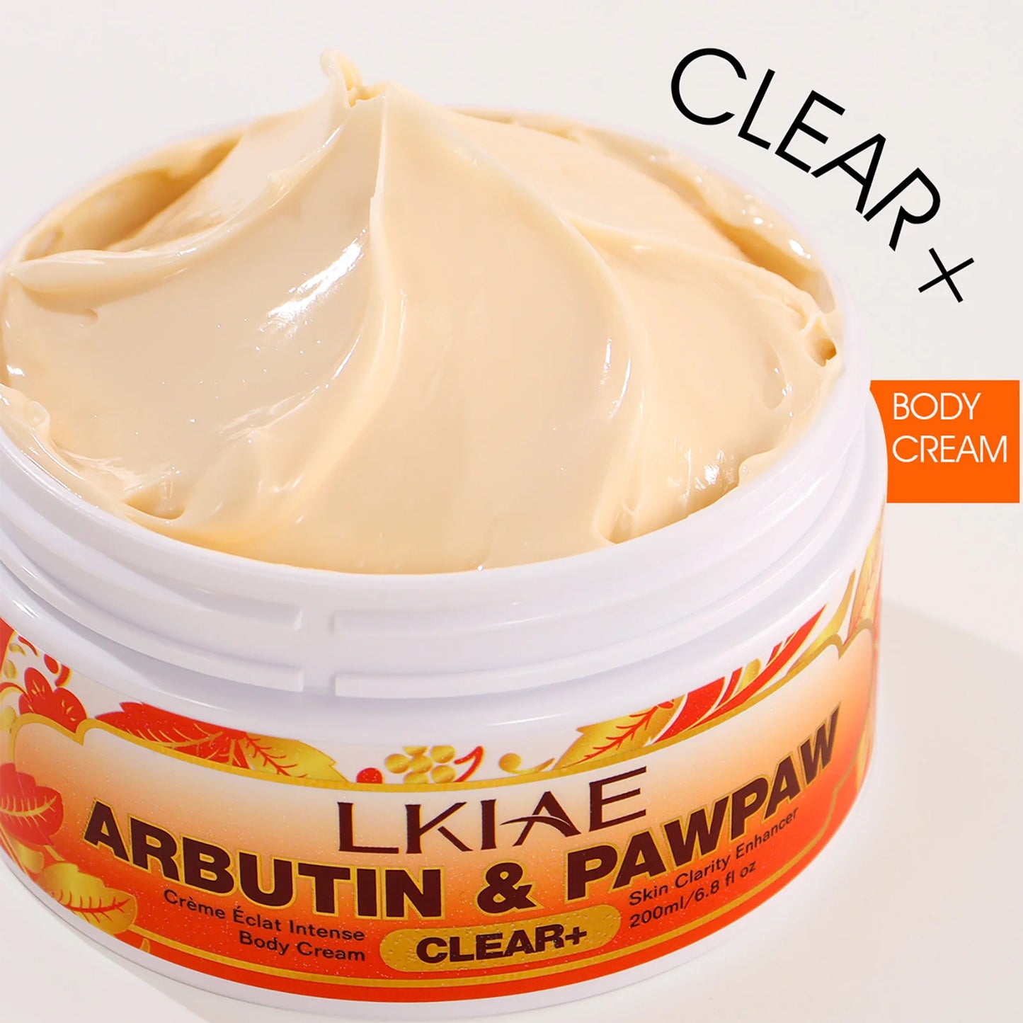 LKIAE Natural Papaya Lightening Body Cream, Moisturizing, Smooth Skin, Reduce Dark Spots, Clean Skin With Arbutin, 200ml/6.8 oz