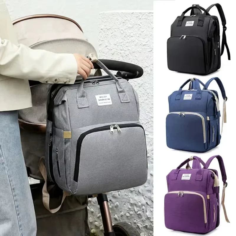 Mom Diaper Bag Crib Mom Large Capacity Diaper Bottle Backpack with Straps Changing Pad Convenient Baby Nursing Bag