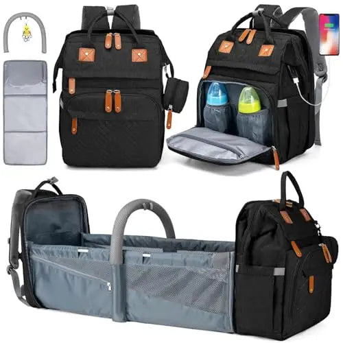 Kabaqoo 55L Multifunctional Bed Diaper Backpacks Baby Girl Boy Nappy Changing Bag Large Capacity Folding Crib Nursing Mommy Bag For Travel