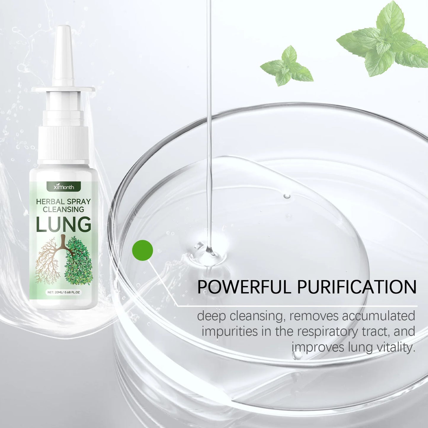 Ximonth Lung Cleansing Spray Natural Plant Extract Moisturize Respiratory Mild Clear Lung Lasting Care Herbal Lung Cleanse Spray