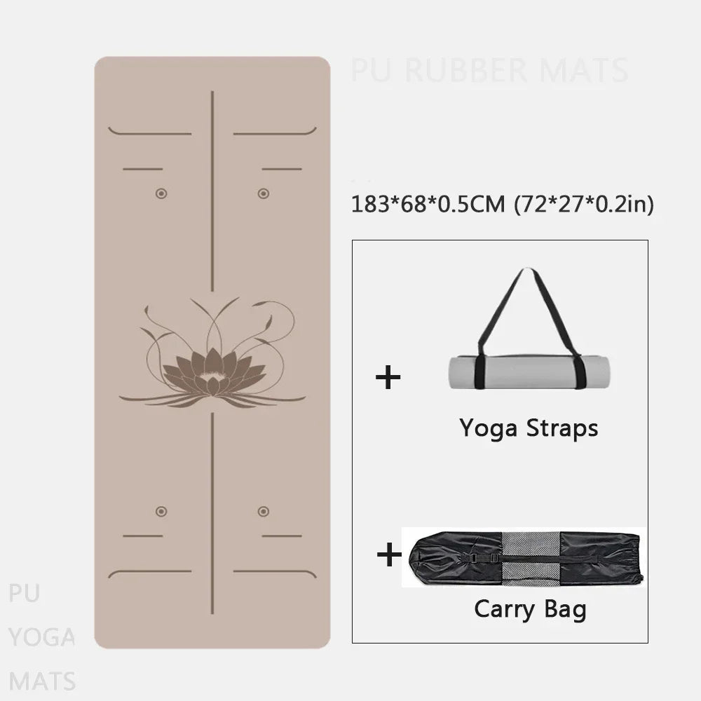 Natural Rubber Yoga Mat Professional Lotus Pattern PU Yoga Mat Environmental Material Sports Pilates Reformer 183cm*68cm*5mm