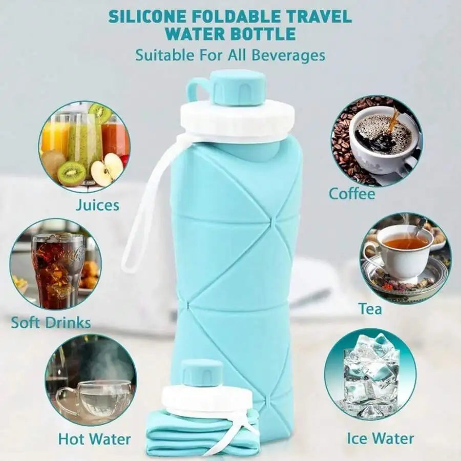 Collapsible Silicone Water Bottle, Portable Foldable Large Capacity Cup For Outdoor Hiking Cycling Travel